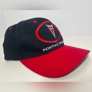 Men’s Pontiac Racing Black Hat With Red Trim w/Logo Strap Back  PreOwned